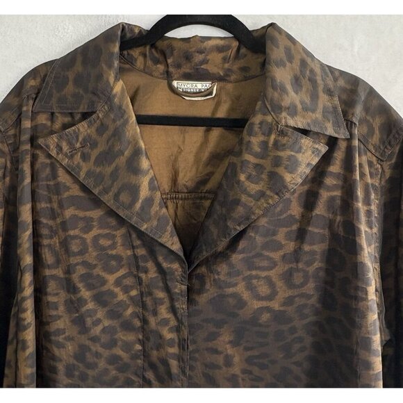 MYCRA PAC Women Raincoat SZ L Brown Leopard Print Trench Swing 60s Retro 63-2 - Picture 3 of 14